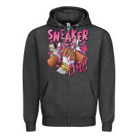 Charcoal Heather Pink and white sneaker girl Zipper Hoodie - RanaPortraitStore
