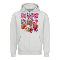 Dove Grey Pink and white sneaker girl Zipper Hoodie - RanaPortraitStore