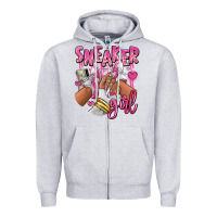 Heather Grey Pink and white sneaker girl Zipper Hoodie - RanaPortraitStore