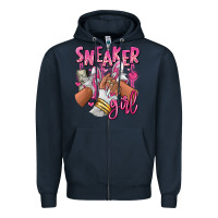Navy Pink and white sneaker girl Zipper Hoodie - RanaPortraitStore