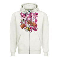 Oatmeal Heather Pink and white sneaker girl Zipper Hoodie - RanaPortraitStore
