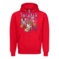 Red Pink and white sneaker girl Zipper Hoodie - RanaPortraitStore