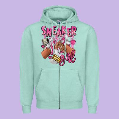 Zipper Hoodie Pink and white sneaker girl