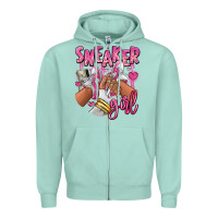 Seafoam Pink and white sneaker girl Zipper Hoodie - RanaPortraitStore