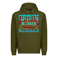 Army Green blessed annd cactus with gemstone tumbler Premium Hoodie - Artiststas