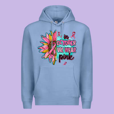Sunflower In October We Wear Pink Premium Hoodie Designed By Adodesignshop