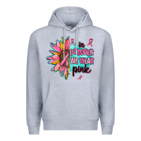 Heather Grey sunflower in october we wear pink Premium Hoodie - AdoDesignShop