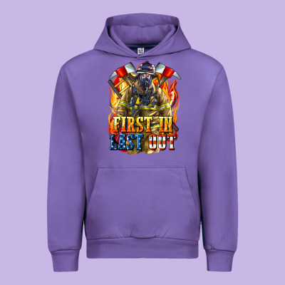 First In Last Out American Firefighter Urban Hoodie Designed By Lillyallendesigns