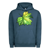 Pigment Midnight Navy green leaf Urban Hoodie - BarkalooDesign