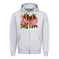 Heather Grey Self love pink afro nails Zipper Hoodie - RanaPortraitStore