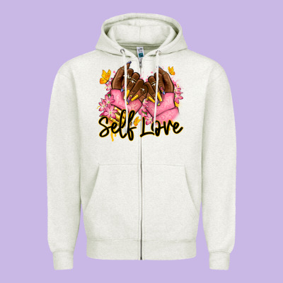 Zipper Hoodie Self love pink afro nails
