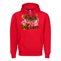 Red Self love pink afro nails Zipper Hoodie - RanaPortraitStore