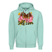Seafoam Self love pink afro nails Zipper Hoodie - RanaPortraitStore