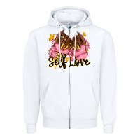White Self love pink afro nails Zipper Hoodie - RanaPortraitStore