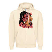 Sandshell Pink roses afro woman Zipper Hoodie - RanaPortraitStore