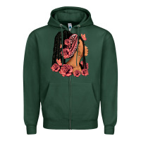 Sports Green Pink roses afro woman Zipper Hoodie - RanaPortraitStore