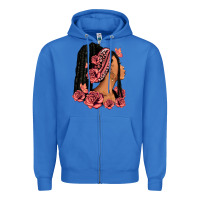 True Royal Pink roses afro woman Zipper Hoodie - RanaPortraitStore