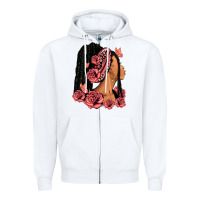 White Pink roses afro woman Zipper Hoodie - RanaPortraitStore