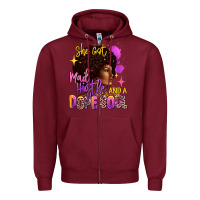 Burgundy She got mad hustle and a dope soul Zipper Hoodie - RanaPortraitStore