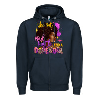Navy She got mad hustle and a dope soul Zipper Hoodie - RanaPortraitStore