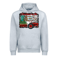 Heather Grey christmas on the farm tractor buffalo plaid Urban Hoodie - Jasminsmagicworld