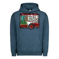 Pigment Midnight Navy christmas on the farm tractor buffalo plaid Urban Hoodie - Jasminsmagicworld
