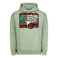Christmas On The Farm Tractor Buffalo Plaid Urban Hoodie | Teevron