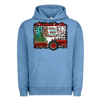 Pigment Pebble Blue christmas on the farm tractor buffalo plaid Urban Hoodie - Jasminsmagicworld