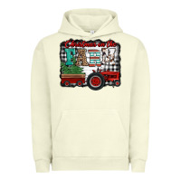 Pigment Pistachio christmas on the farm tractor buffalo plaid Urban Hoodie - Jasminsmagicworld