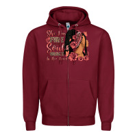 Burgundy She has fire in her soul afro woman Zipper Hoodie - RanaPortraitStore