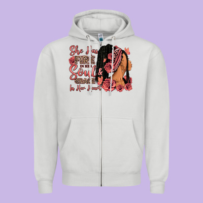 Zipper Hoodie She has fire in her soul afro woman