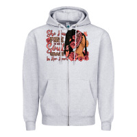 Heather Grey She has fire in her soul afro woman Zipper Hoodie - RanaPortraitStore