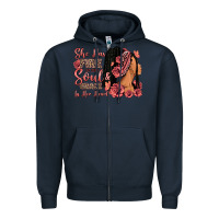Navy She has fire in her soul afro woman Zipper Hoodie - RanaPortraitStore