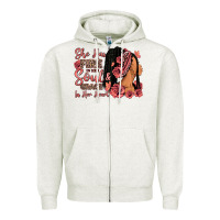 Oatmeal Heather She has fire in her soul afro woman Zipper Hoodie - RanaPortraitStore