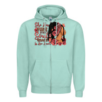 Seafoam She has fire in her soul afro woman Zipper Hoodie - RanaPortraitStore