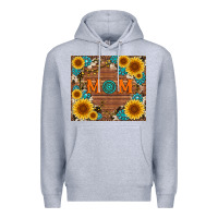 Heather Grey sunflower gemstone and mom with cowhide Premium Hoodie - Artiststas
