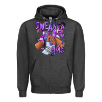 Charcoal Heather Purple galaxy sneaker girl Zipper Hoodie - RanaPortraitStore