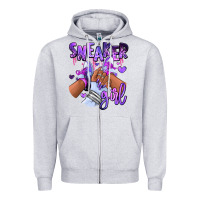 Heather Grey Purple galaxy sneaker girl Zipper Hoodie - RanaPortraitStore