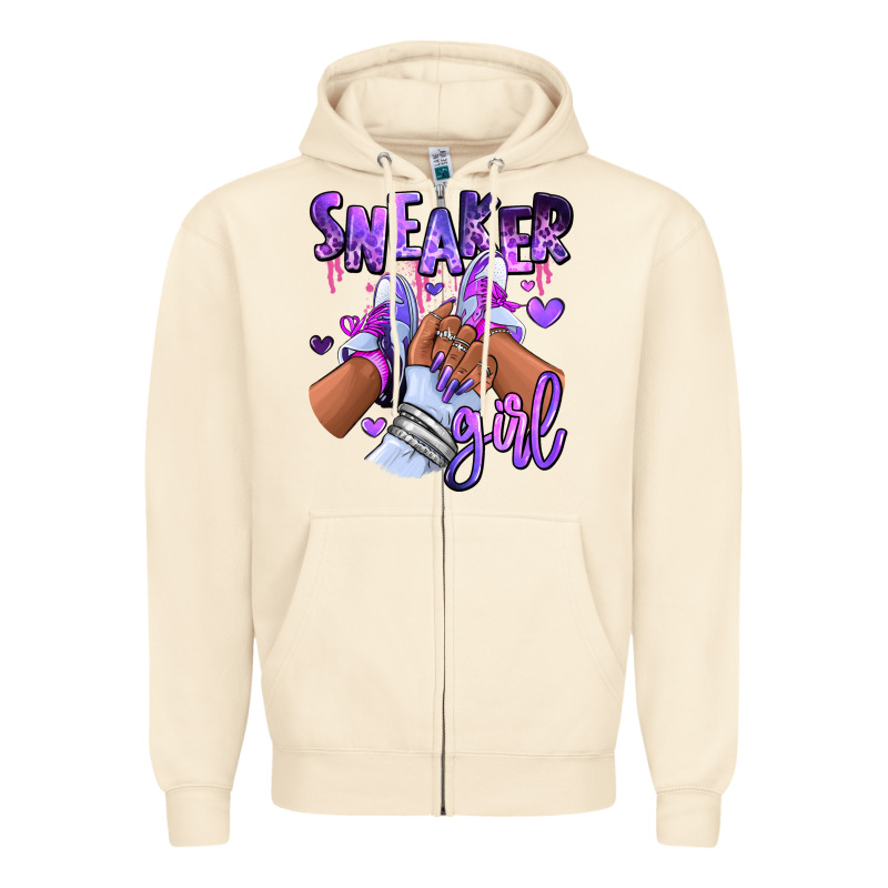 Purple Galaxy Sneaker Girl Zipper Hoodie by RanaPortraitStore | Teevron