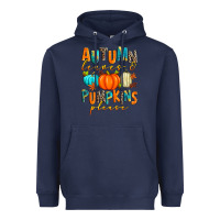 Navy autumn leaves and pumpkins please Heavyweight Hoodie - Zillion Design Studio