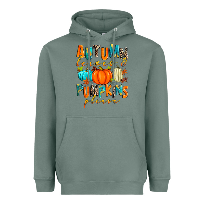 Autumn Leaves And Pumpkins Please Heavyweight Hoodie by Zillion Design Studio | Teevron