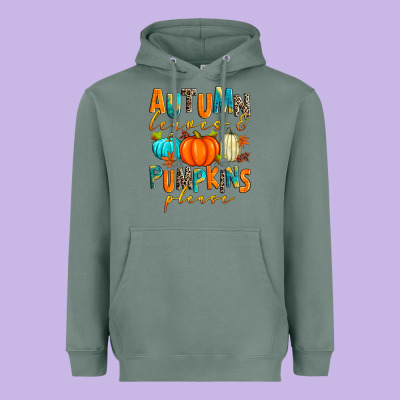 Autumn Leaves And Pumpkins Please Heavyweight Hoodie Designed By Zillion Design Studio