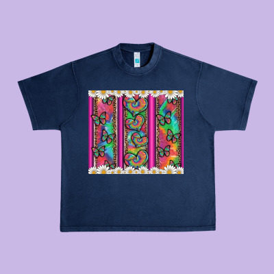 Tie Dye Hearts And Butterfly With Flowers Urban Heavy Tee Designed By Artiststas