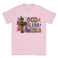 Bubblegum Pink god  bless america with cross Classic Tee - RanaPortraitStore