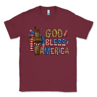 Burgundy god  bless america with cross Classic Tee - RanaPortraitStore