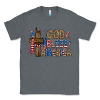 Charcoal Heather god  bless america with cross Classic Tee - RanaPortraitStore
