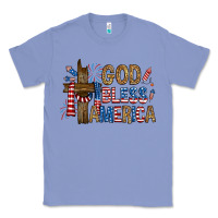 Colony Blue god  bless america with cross Classic Tee - RanaPortraitStore