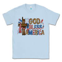 Dusty Blue god  bless america with cross Classic Tee - RanaPortraitStore
