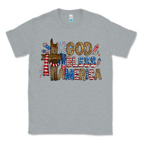 Heather Grey god  bless america with cross Classic Tee - RanaPortraitStore
