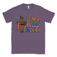 Lavender god  bless america with cross Classic Tee - RanaPortraitStore